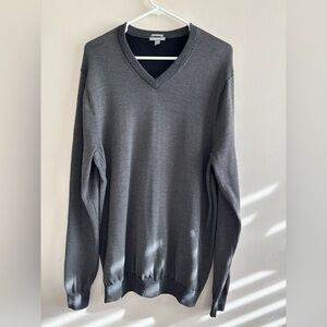 Ashworth Charcoal V-Neck Sweater Merino Wool XL Golf